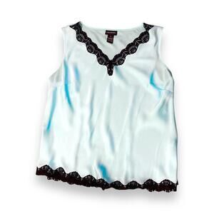 Silky Blue + Black Lace Tank